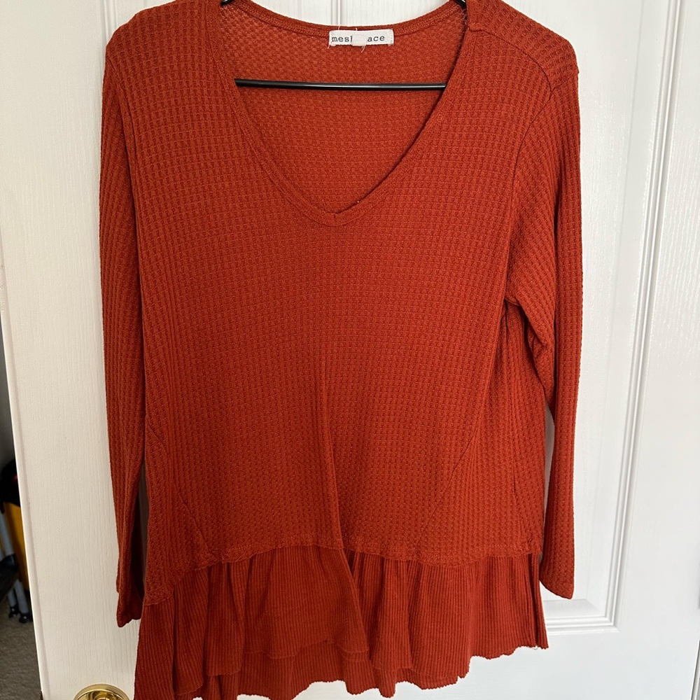 Burnt Orange lightweight Long Sleeve Sweater